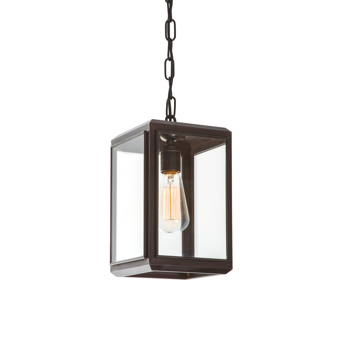 Lilac Short Lantern Pendant Light in bronze with clear glass