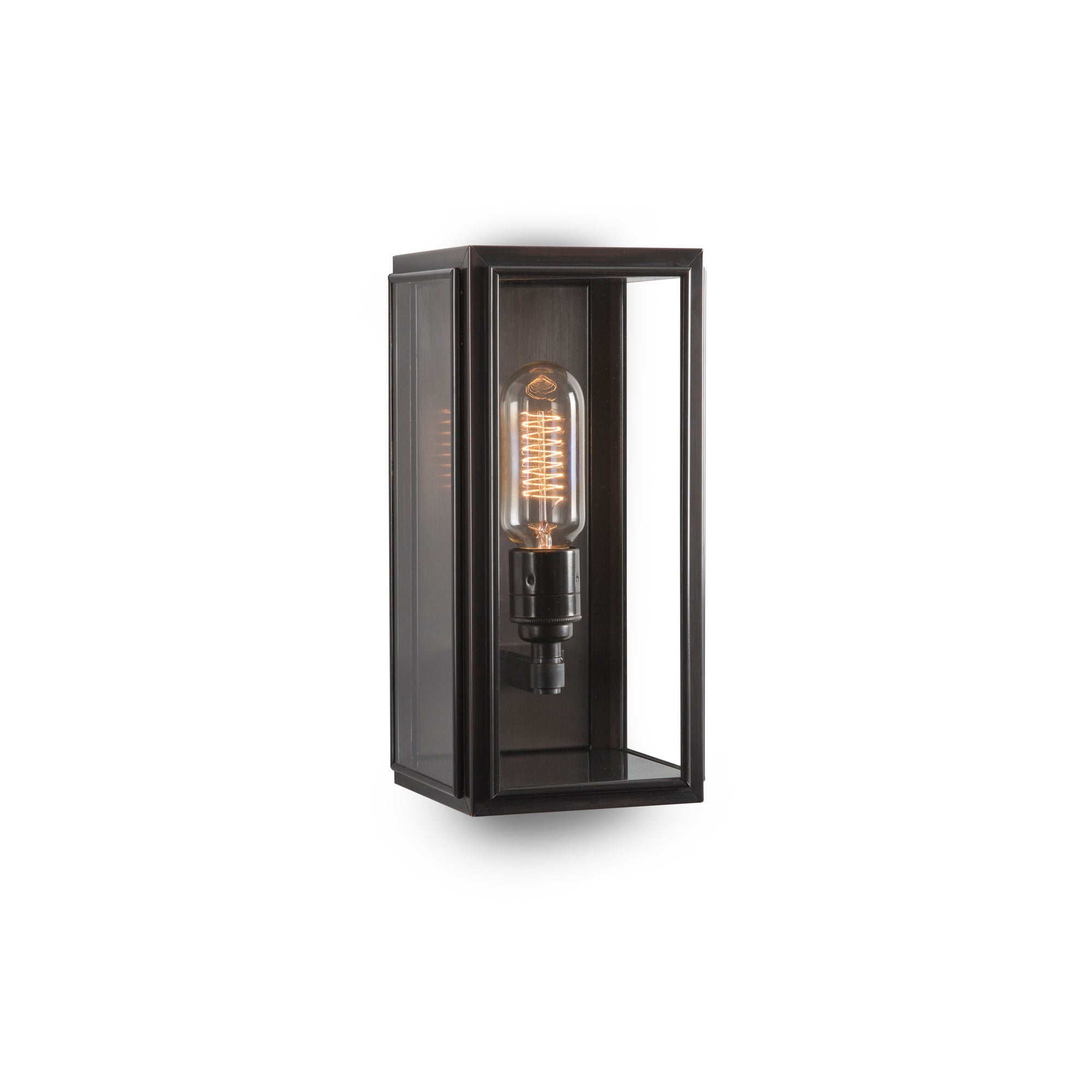 J Adams Ash Small Wall Lantern box light in bronze with clear glass
