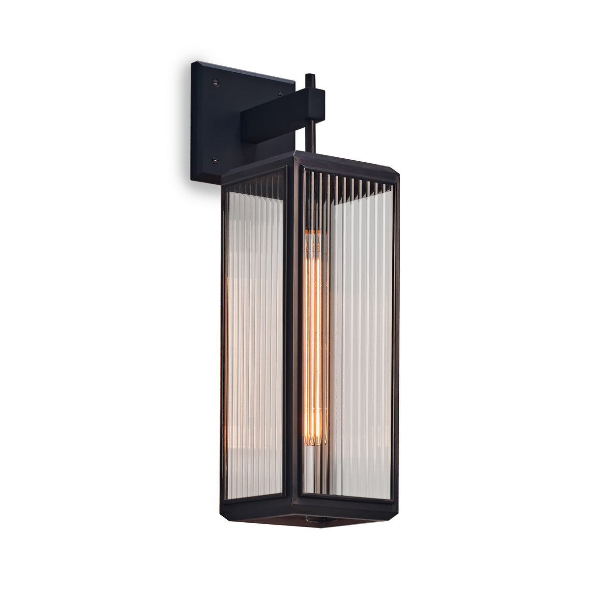 J Adams Lilac Wall Lantern in bronze with reeded glass