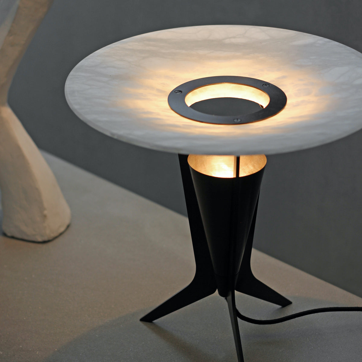 J Adams Aragon Table Light in bronze with alabaster stone